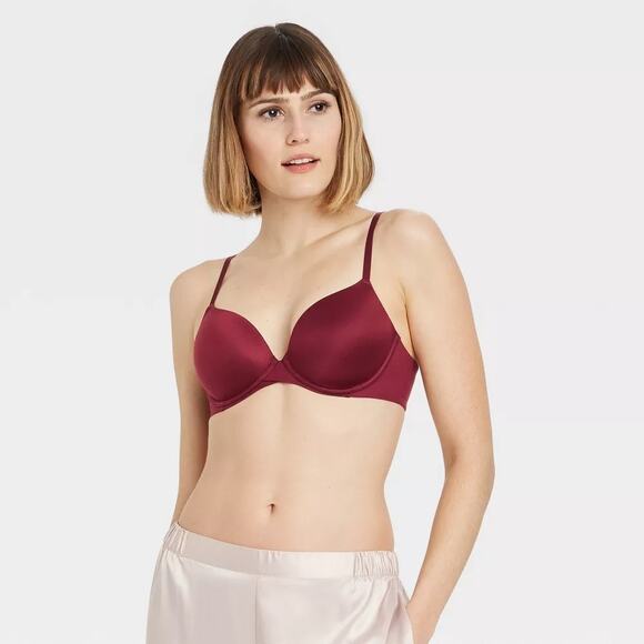 Auden Icon T Shirt Bra 36B Red Full Coverage Underwire Lightly Lined Molded Cups - Picture 6 of 13